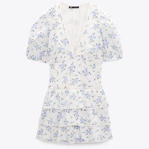 ZARA Floral Ruffle Mini Dress